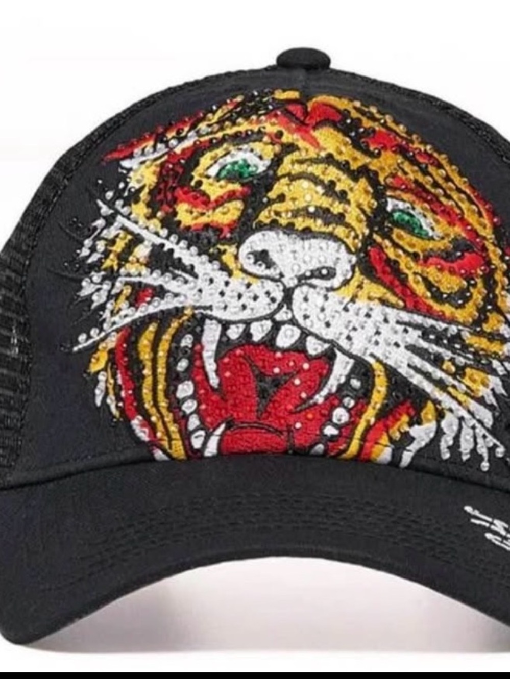 Ed Hardy Black Cap with Colorful Tiger Face